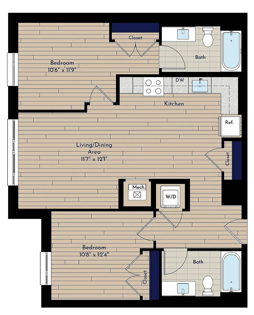 Floor plan B 2BR-A1 50