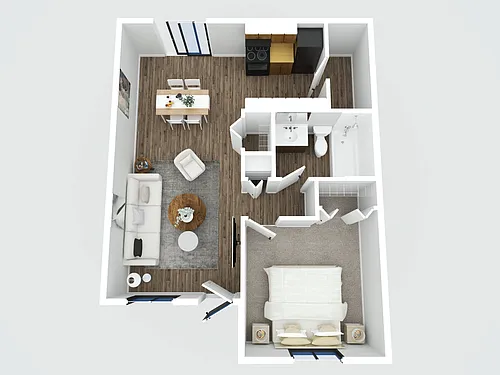 Floor plan 1 Bedroom, 1 Bath A | Waterford