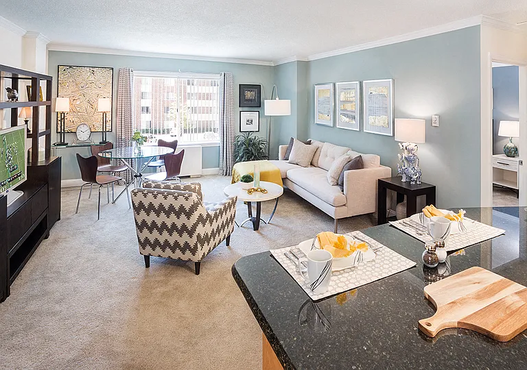 Water View Terrace Apartments - Berkeley Style Living and Dining Room