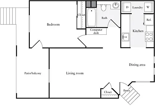 Floor plan 1 Bedroom C