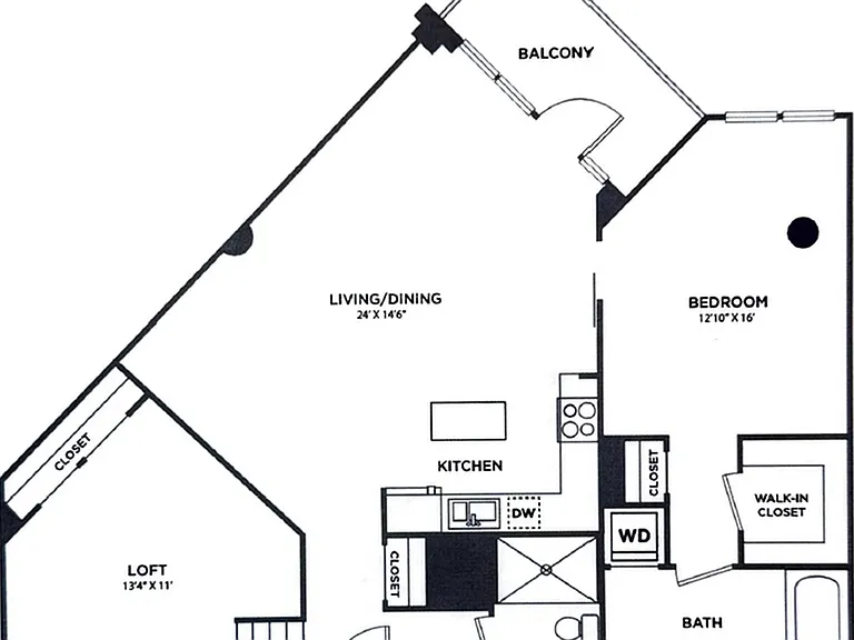 One Bedroom Two Bath w/Loft (1200 SF) One Bedroom Two Bath w/Loft (1200 SF)