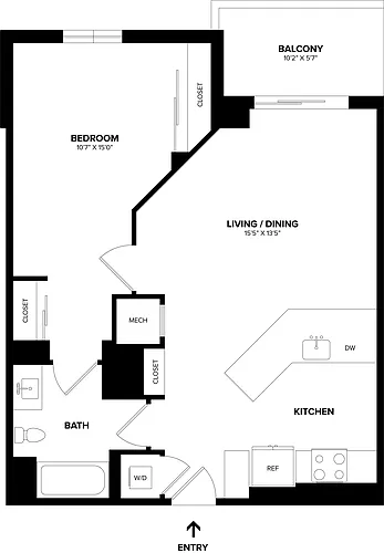 Floor plan 1 Bed/1 Bath-A05