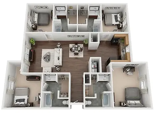 Floor plan 4 Bedroom 4 Bathroom Apartment