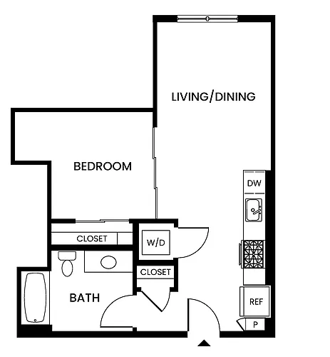 Floor plan 1 Bed/1 Bath-A3