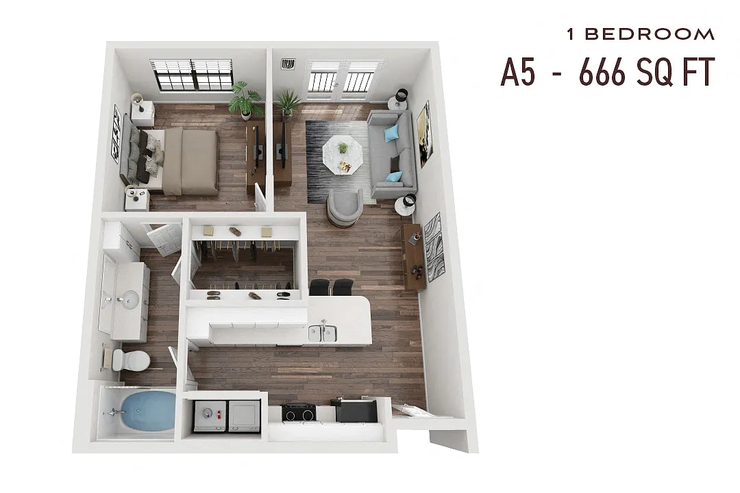 Floor plan One Bedroom A5p Renovated