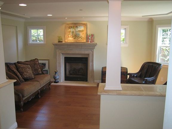 Formal living room with hand-scraped cherry flooring