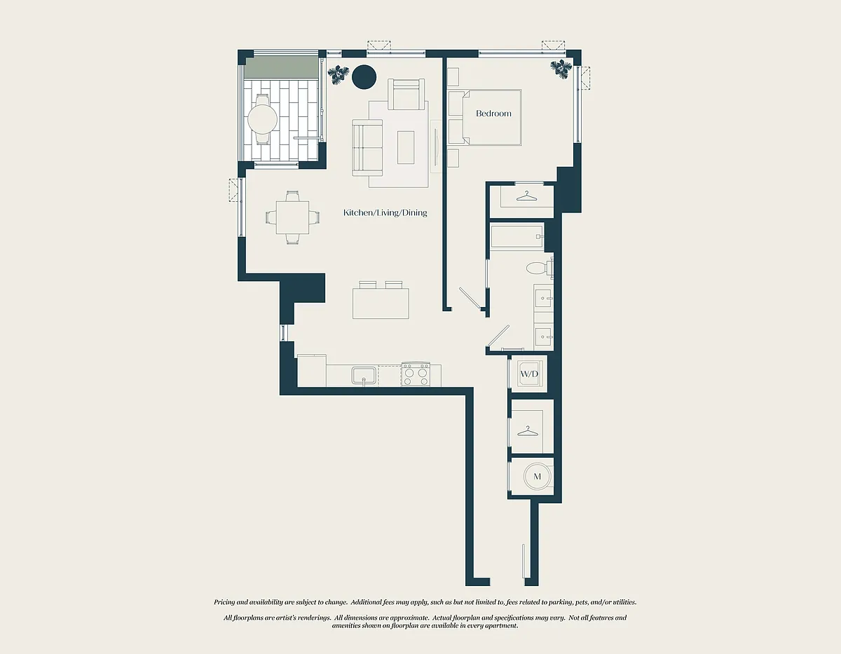 Floor plan 1 Bed - 1 Bath | A13
