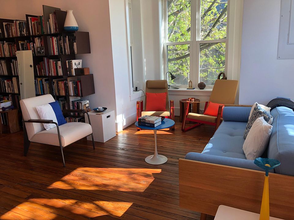 Natural light streams in from three sides