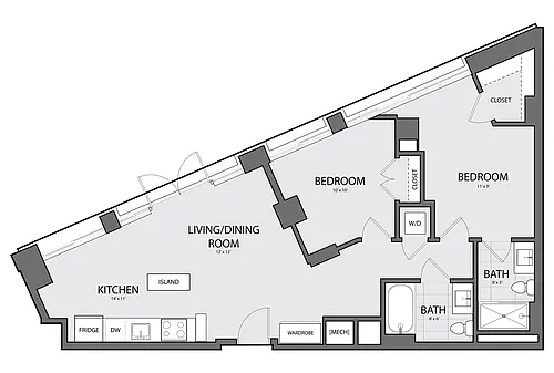 Floor plan 2 Bed/2 Bath-B-2D