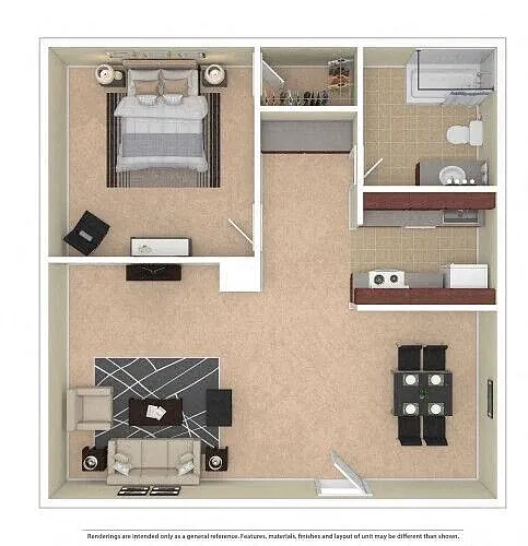 Floor plan 1 Bed 1 Bath