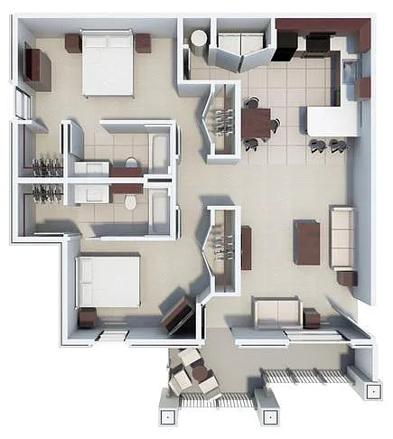 Floor plan custom deluxe III - 2 beds