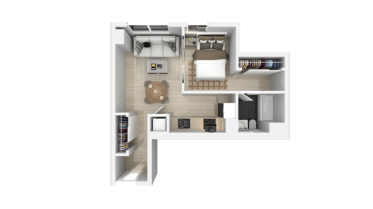 Floor plan One Bedroom One Bath F