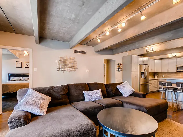 Open plan living room and kitchen