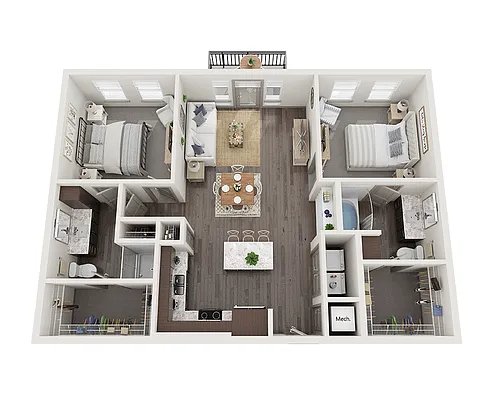 Floor plan Two Bedroom B2F