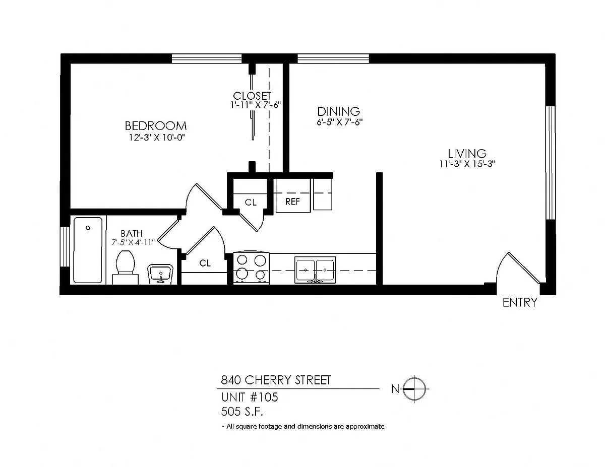 Floor plan 1 Bedroom 1 Bath