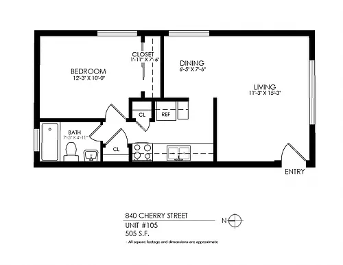 Floor plan 1 Bedroom 1 Bath