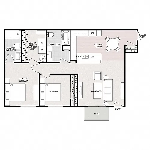Floor plan 2 Bedroom 2 Bathroom - Lower