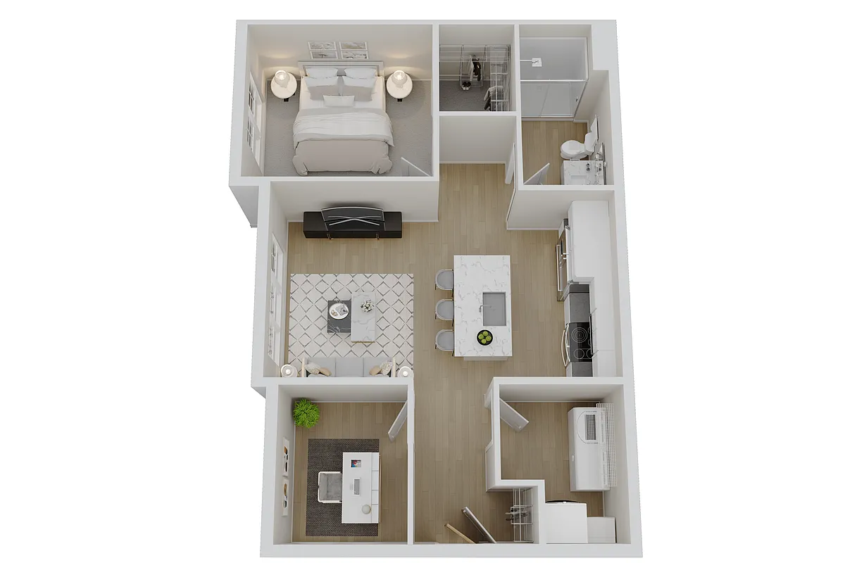 Floor plan Phase Two - 1 Bedroom, 1 Bathroom with Den