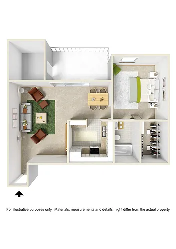 Floor plan 1 Bed (W/D Conn. / Fireplace Optional)