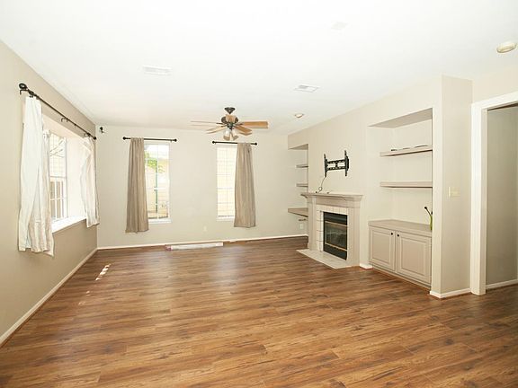 Built-ins and gas fireplace.