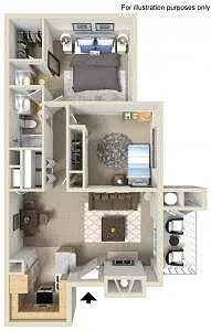 Floor plan 2BD, 1BTH