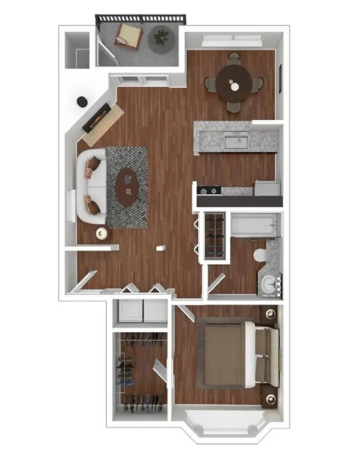 Floor plan Reno 720 sq ft 1x1