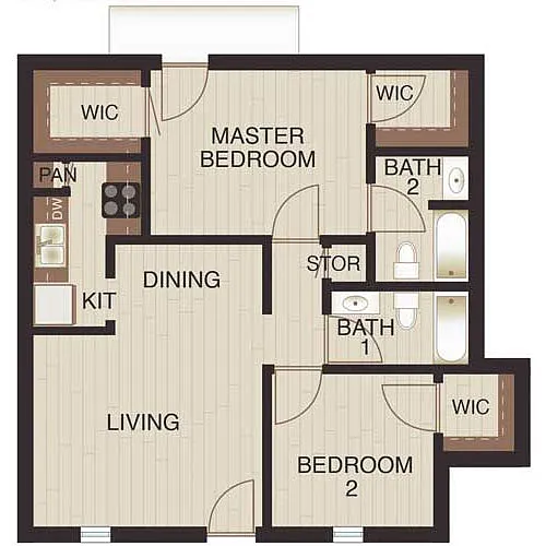 Floor plan Two Beds