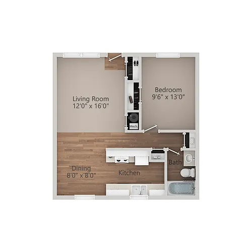 Floor plan 1 Bedroom 1 Bath