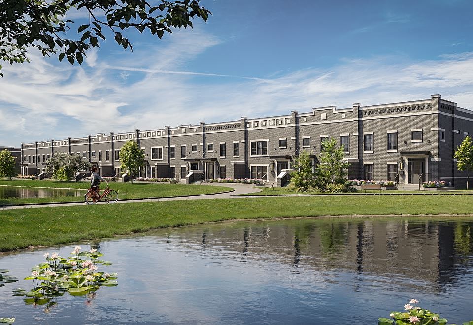 Property Rendering with Twin Ponds in Center Courtyard