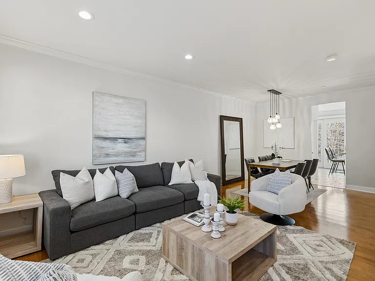 Living room and dining room