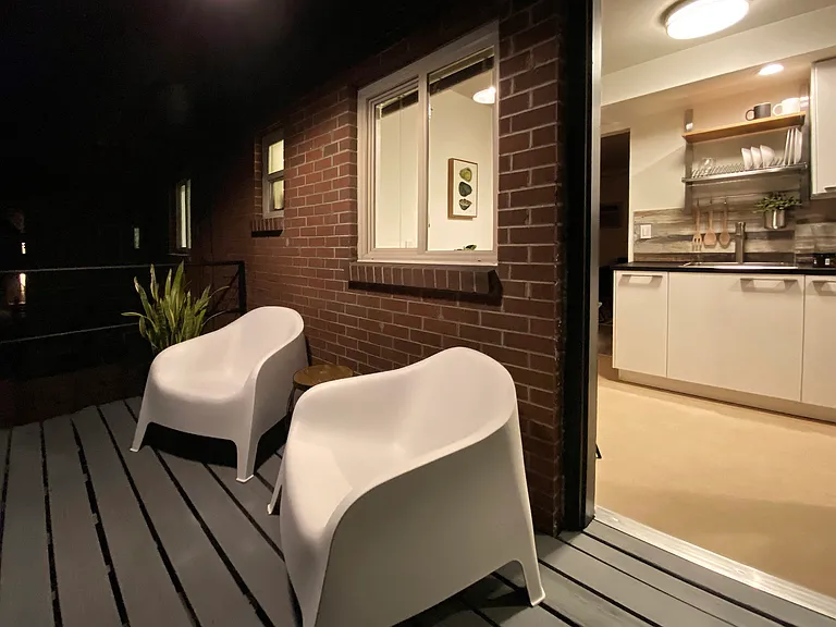 View from balcony into kitchen