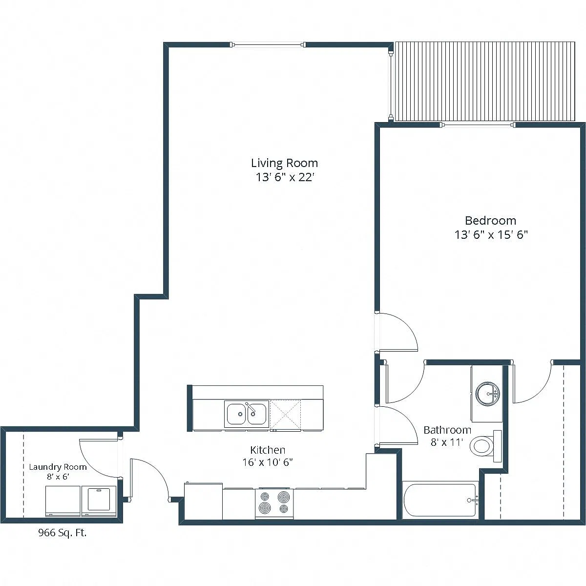 Floor plan One Bedroom 11B