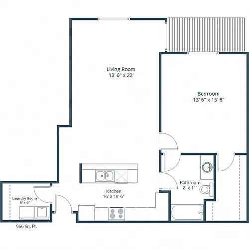 Floor plan One Bedroom 11B