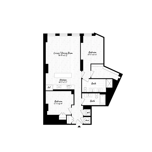 Floor plan 2 Bed - 2 Bath | B03 (901)