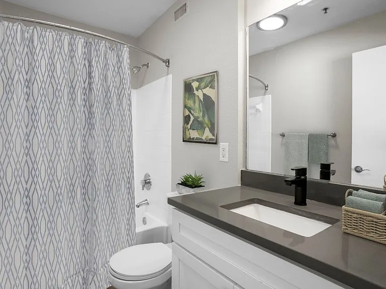 Modern bathroom with vanity sat The Crossings at Russett in Laurel, MDtorage