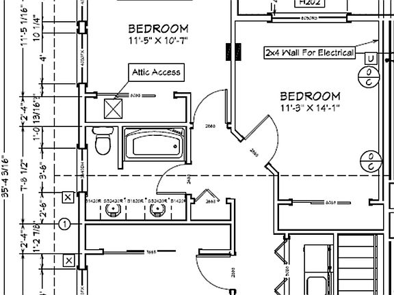 Plans and specs of the upstairs of the property.