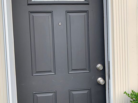 Front door with new hardware