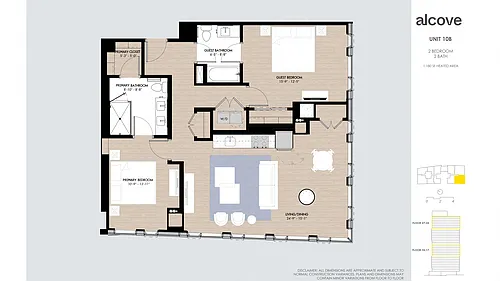 Floor plan Alcove Two Bedrooms 10 Tier 3