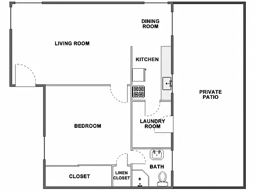 Floor plan 1 Bed / 1 Bath: Type A
