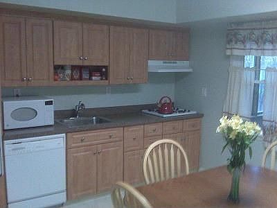 New countertops, sink, faucet, cooktop, oven and microwave. Refaced cabinetry.