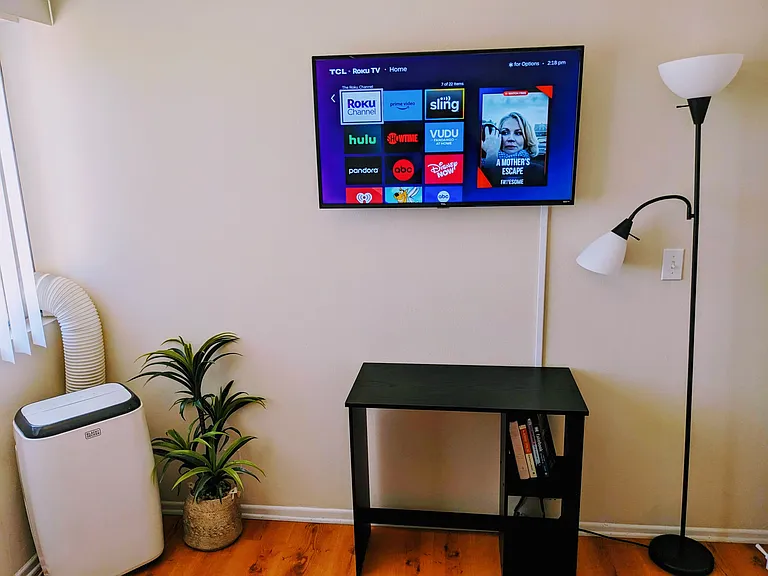 Workstation, Smart TV, and Window AC available in secondary bedroom