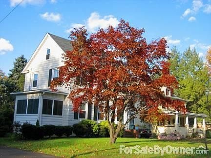 Front view from street (south west) : Japanese maple in front yard (fall colors)