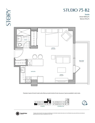 Floor plan 0 Bedroom, 1 Bathroom 0 Bed 1 Bath 14