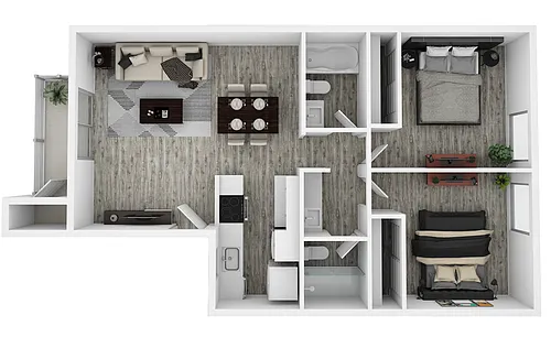 Floor plan Two Bedroom Two Bathroom Small