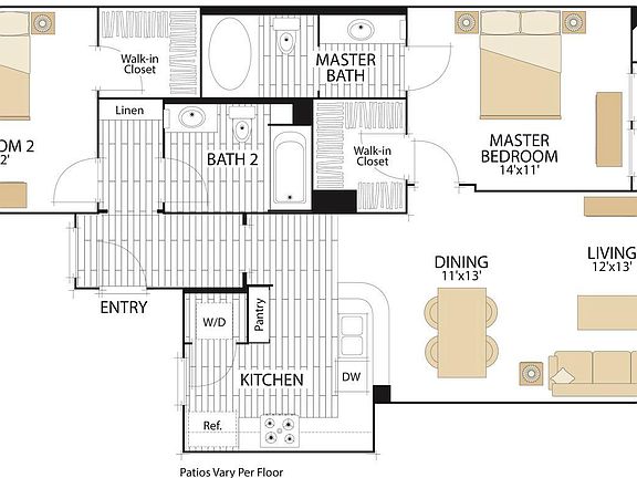Plan D. 1166 sq ft.