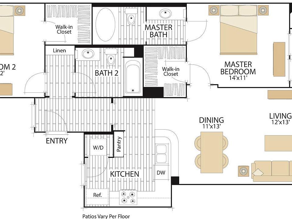 Plan D. 1166 sq ft.