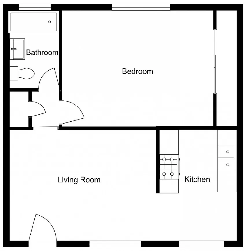 Floor plan 1 BD 1 BA