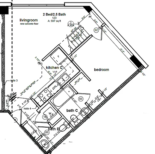 Floor plan 2Bd2Ba-944