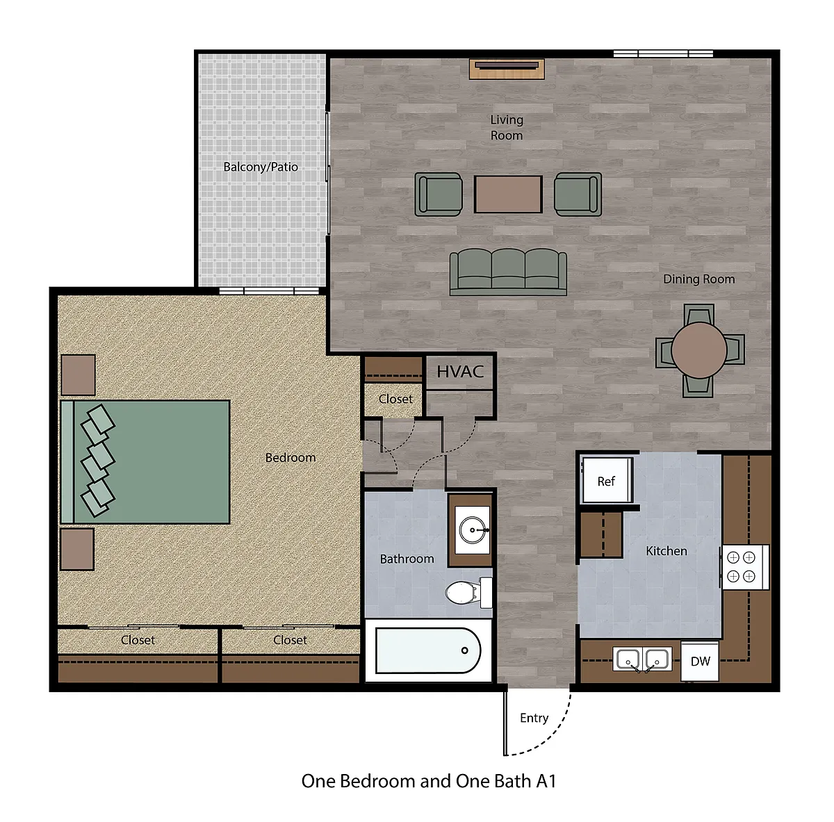 Floor plan One Bedroom One Bath