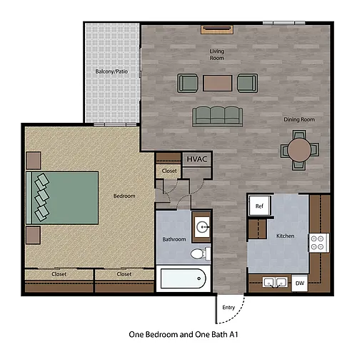 Floor plan One Bedroom One Bath
